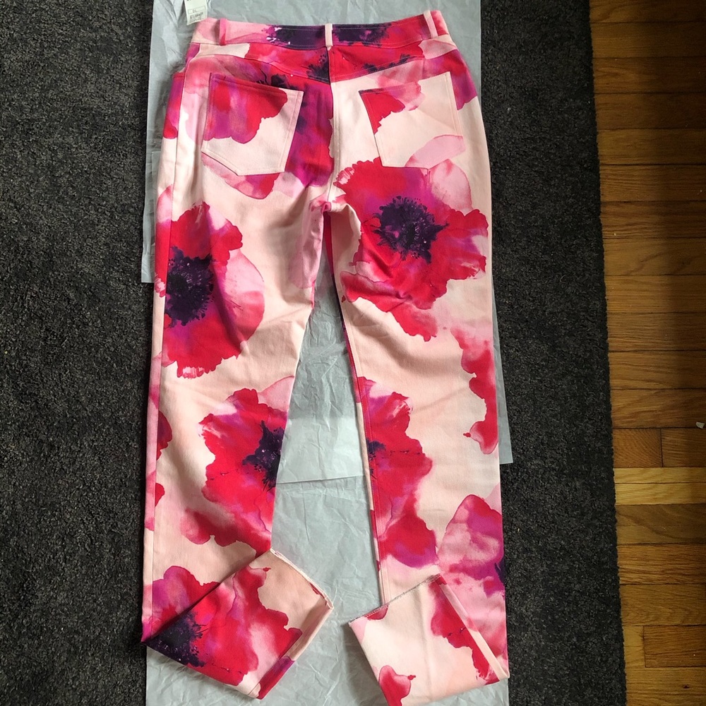NWT Celine Pink Floral Stretch Denim Trousers 10 - Picture 5 of 15